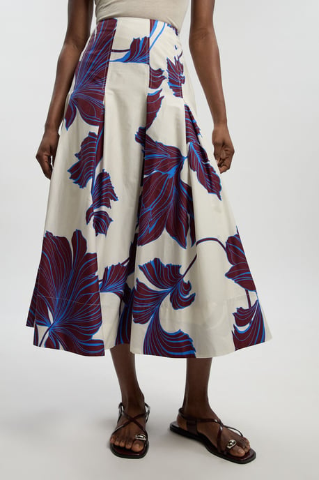 Graphic Floral Cotton Sateen Woven Skirt - Image 3