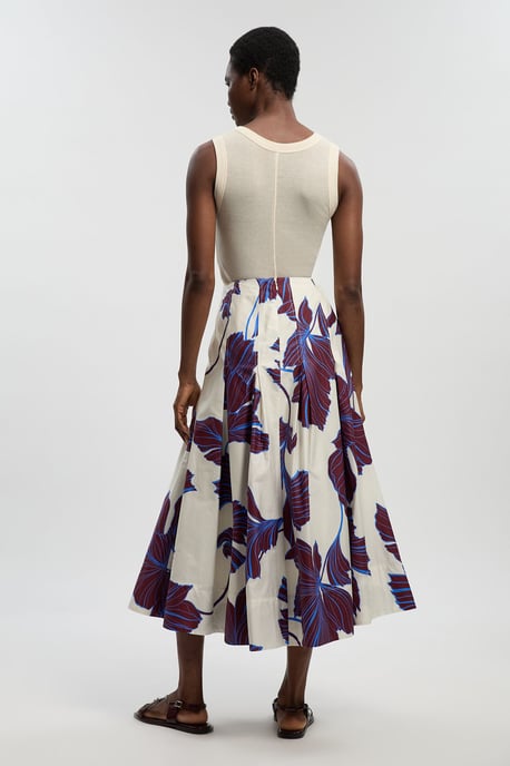 Graphic Floral Cotton Sateen Woven Skirt - Image 4
