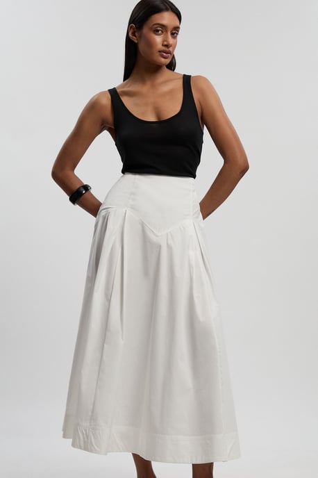 Cotton Woven Prom Skirt With Dropped Waist Detail - Image 2
