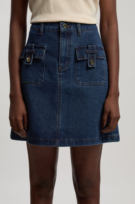 Denim Button Front Midi Skirt - Image 2