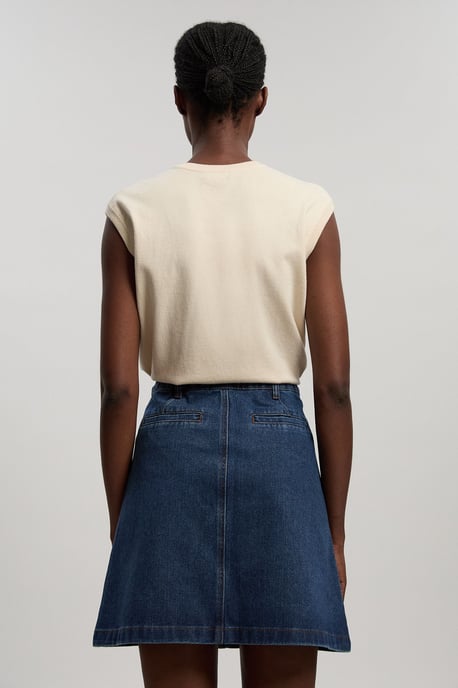 Denim Button Front Midi Skirt - Image 4