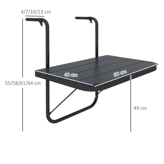 4goodz Balkon hangtafel inklapbaar in hoogte verstelbaar aluminium frame met - Image 5