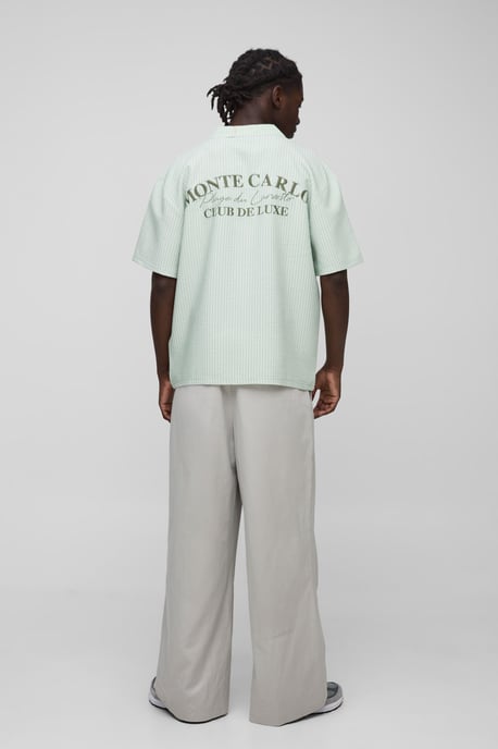 Oversized Embroidered Stripe Seersucker Revere Shirt - Image 2