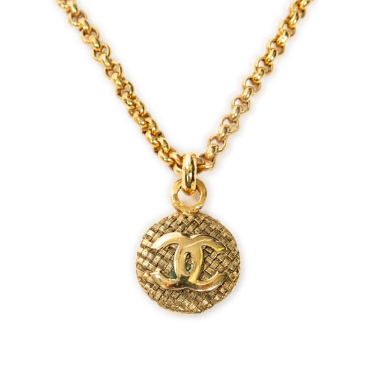 CC Quilted Round Pendant ChainNecklace  Ketting - Image 2