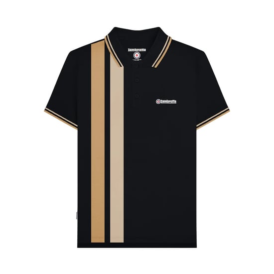 Lambretta Mens Vertical Stripe Polo Shirt (Black/Nomad) - Image 1