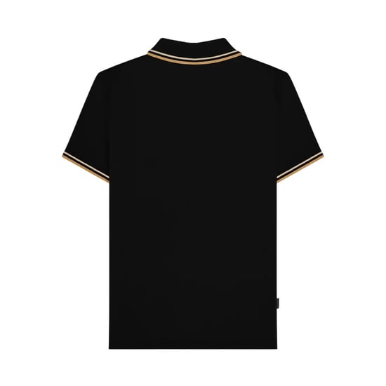 Lambretta Mens Vertical Stripe Polo Shirt (Black/Nomad) - Image 2
