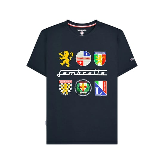Lambretta Heren Heritage SS26 Logos T-Shirt (Marineblauw) - Image 1