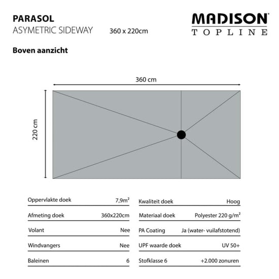 Madison parasol asymmetric sideways light grey 360x220 - - Image 4