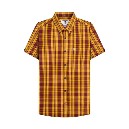 Lambretta Unisex Volwassen Geruite Overhemd (Bordeaux/Goud) - Image 1
