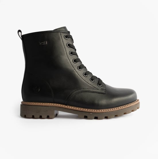 Remonte Womens Leather Ankle Zip Boots Black - Image 1