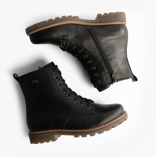 Remonte Womens Leather Ankle Zip Boots Black - Image 2