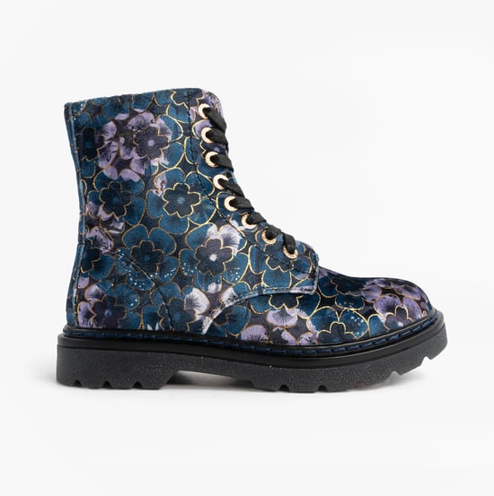 Heavenly Feet Mdnght Justina2 Viola Velour Womens Ankle Boots Midnight - Image 1