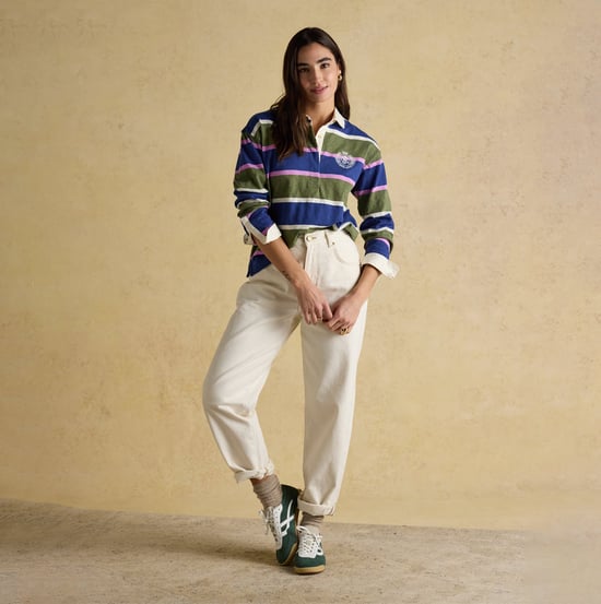 Joules Lara Slub Womens Rugby Shirt Green - Image 2