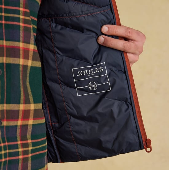 Joules Garrett Mens Showerproof Padded Gilet Orange - Image 3
