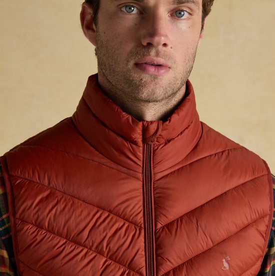 Joules Garrett Mens Showerproof Padded Gilet Orange - Image 5