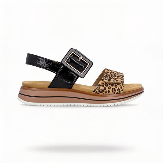 Remonte D1j53 Womens Ankle Strap Sandals Beige/black - Image 1