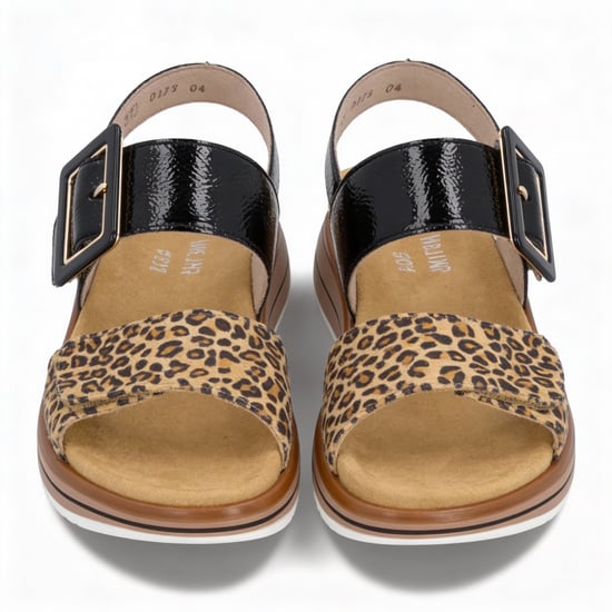 Remonte D1j53 Womens Ankle Strap Sandals Beige/black - Image 3