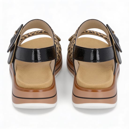 Remonte D1j53 Womens Ankle Strap Sandals Beige/black - Image 6
