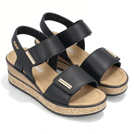 Rieker Rose Womens Wedge Sandals Black - Image 2