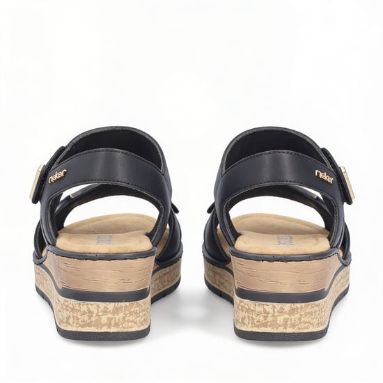 Rieker Rose Womens Wedge Sandals Black - Image 4