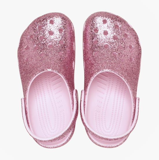 Crocs Classic Chunky Glitter Girls Clogs Sandals Pink Milk - Image 2