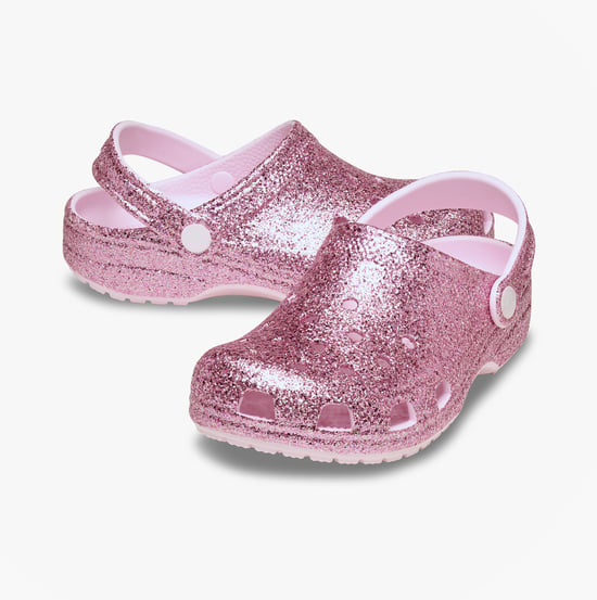Crocs Classic Chunky Glitter Girls Clogs Sandals Pink Milk - Image 3