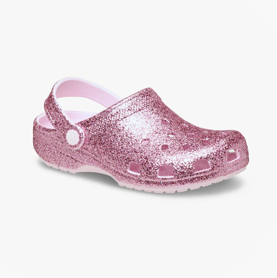 Crocs Classic Chunky Glitter Girls Clogs Sandals Pink Milk - Image 4