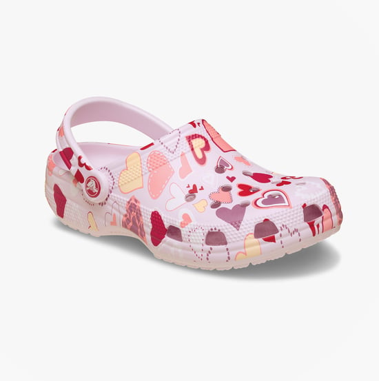 Crocs Classic Vday Girls Clogs Sandals Pink Milk/hearts - Image 3