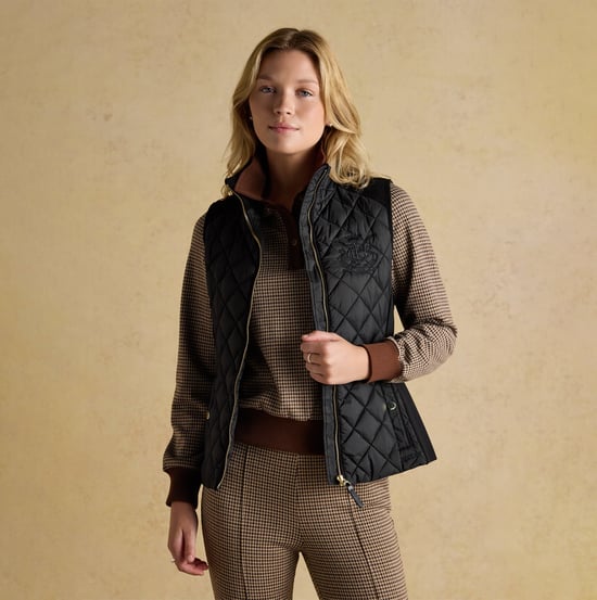 Joules Braemar Luxe Womens Quilted Gilet Black - Image 3