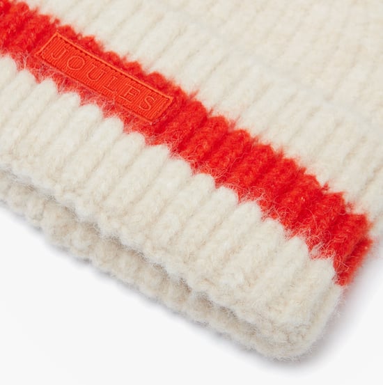Joules Popley Stripe Womens Beanie Orange/neutral - Image 4
