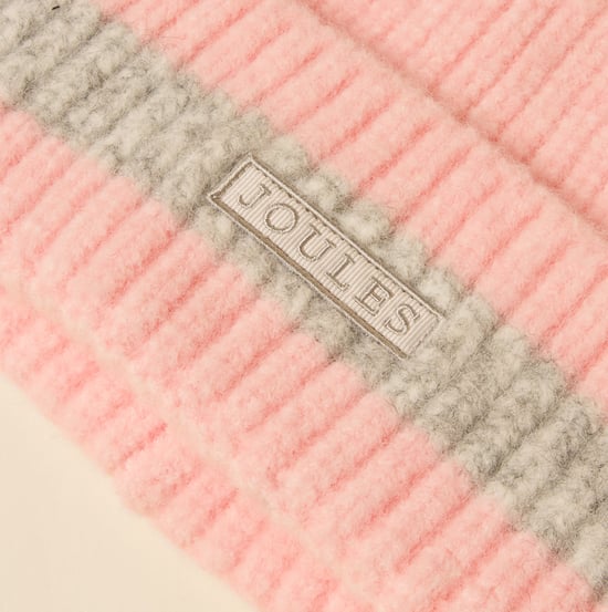 Joules Popley Stripe Womens Beanie Pink/grey - Image 3
