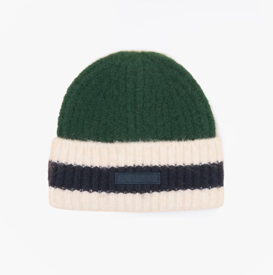 Joules Popley Stripe Womens Beanie Green/blue - Image 1