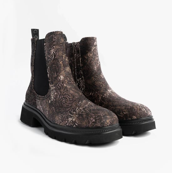 Heavenly Feet Brkvlr Zeta Meadow Velour Womens Chelsea Boots Bark Velour - Image 4