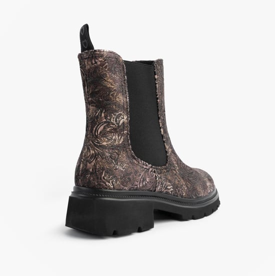Heavenly Feet Brkvlr Zeta Meadow Velour Womens Chelsea Boots Bark Velour - Image 5