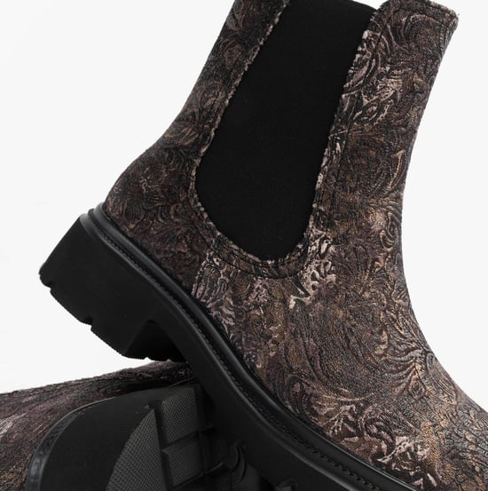 Heavenly Feet Brkvlr Zeta Meadow Velour Womens Chelsea Boots Bark Velour - Image 6