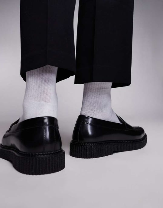 ASOS DESIGN creeper loafers in black leather - Image 3