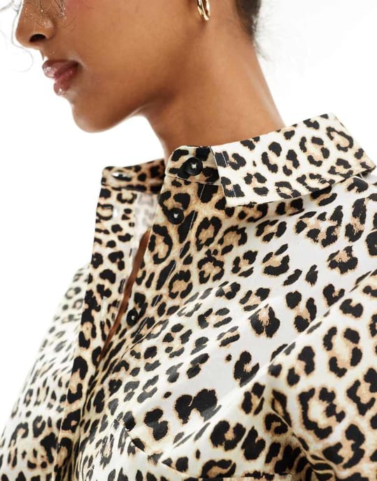 ASOS DESIGN oversized skjorta i leopardmönster - Image 3