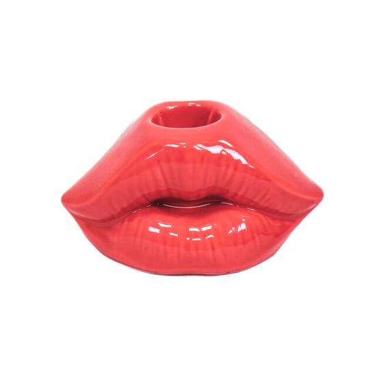 House Vitamin Candle holder lip ceramic red 10,5x6,5x5,5cm - Image 1