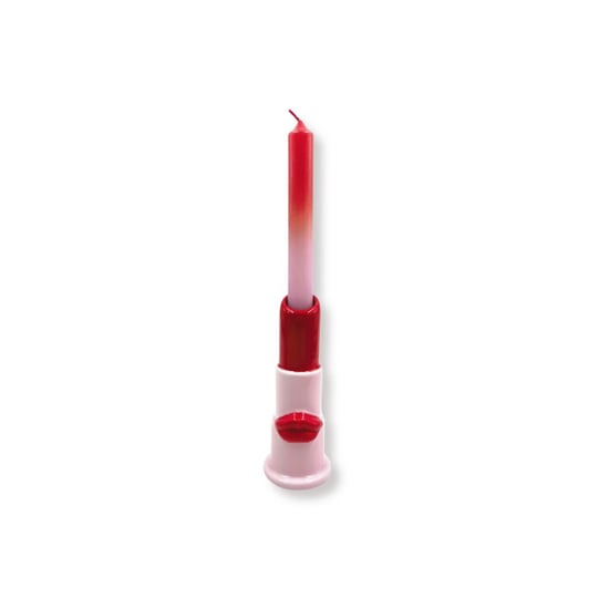 House Vitamin Candle holder lipstick ceramics pink/red 5x5x15cm - Image 1