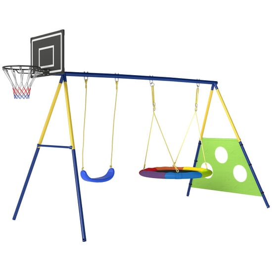 4goodz Schommelrek 4-in-1 tot 150 kg met nestschommel basketbalring voetbaldoel - Image 1