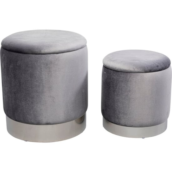 Kare Design Poef cherry storage grey silver (2/set) - Image 1