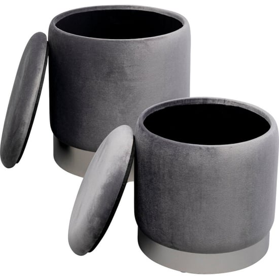 Kare Design Poef cherry storage grey silver (2/set) - Image 4