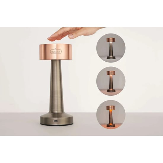 Buccan Buccan dumbbell tafellamp rosegoud en zilver 3 lichtstanden en touchpanel - Image 2