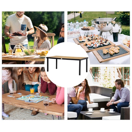 4goodz Tuintafel 8 persoons aluminium 190x90x74 cm /houtlook - Image 2