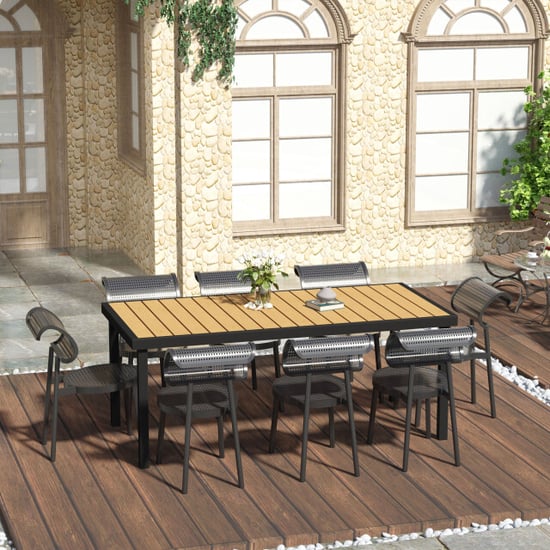 4goodz Tuintafel 8 persoons aluminium 190x90x74 cm /houtlook - Image 4