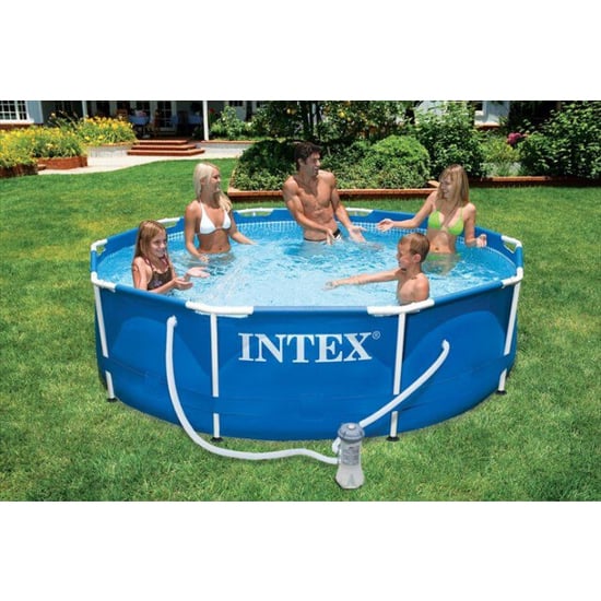 INTEX Metal frame zwembad 366 x 76 cm-met 12-volt filterpomp - Image 1