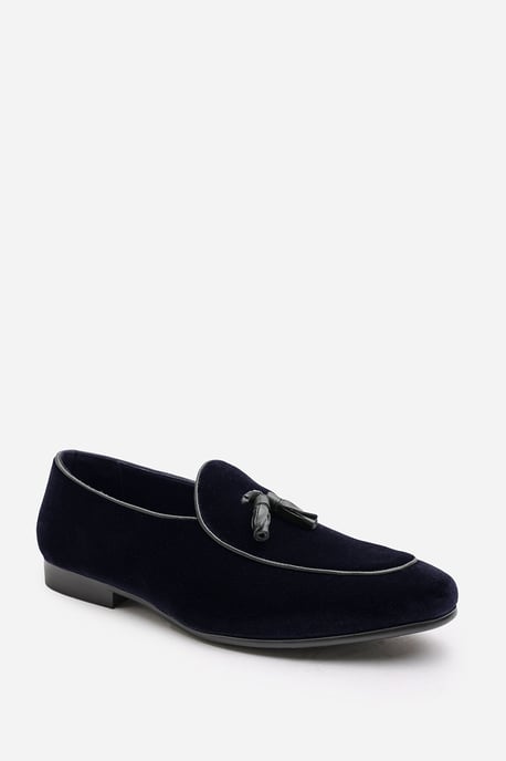 Finley Navy Velvet Tassel Loafer Classic Formal Dress Shoes - Image 2