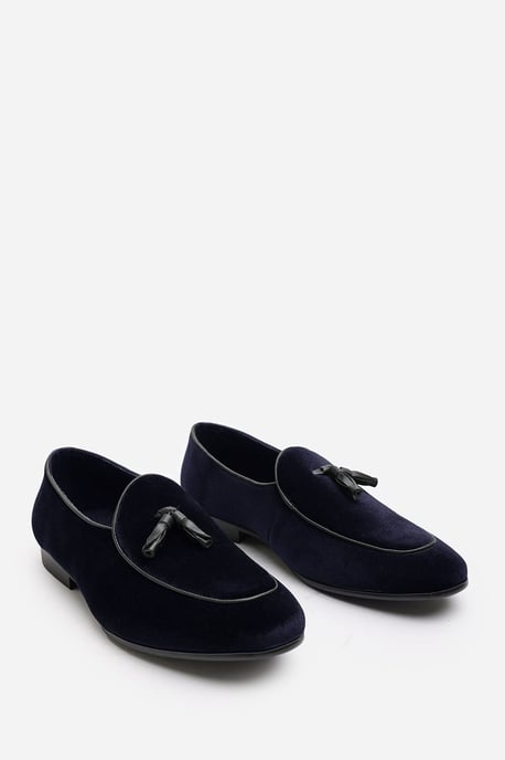 Finley Navy Velvet Tassel Loafer Classic Formal Dress Shoes - Image 3