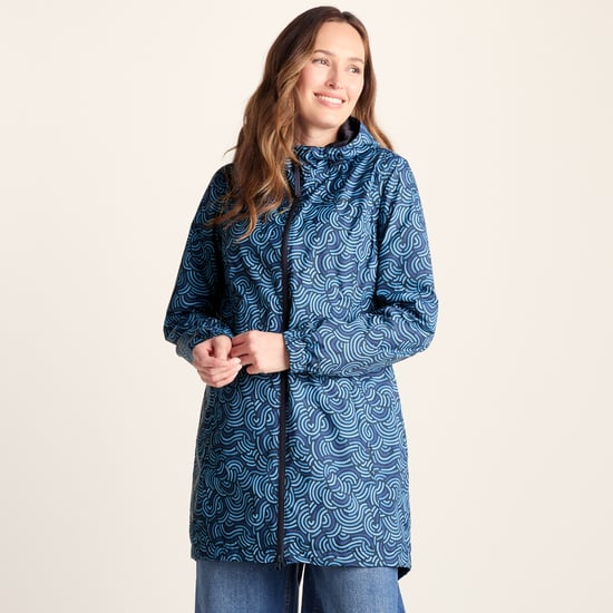 Kilnsey Womens Waterproof Jacket - Smokey Blue Wave Print - Image 1