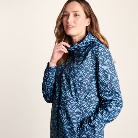 Kilnsey Womens Waterproof Jacket - Smokey Blue Wave Print - Image 6